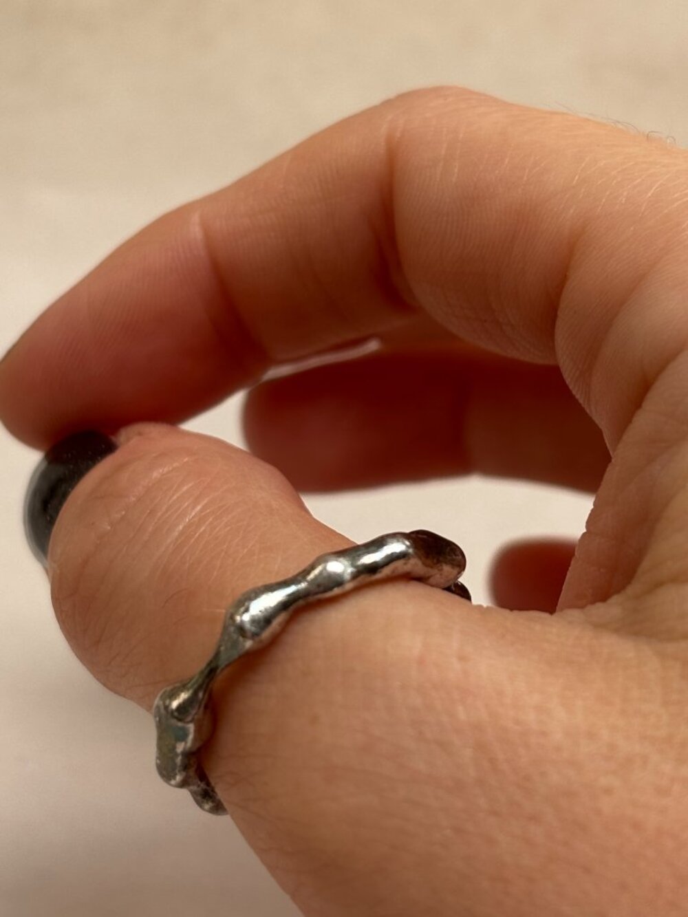 Minimalist Wiggly Bones Silver Ring